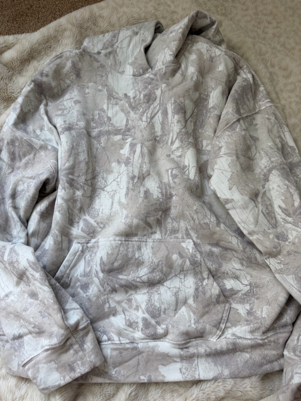 Hollister woman’s white and grey camo hoodie medium